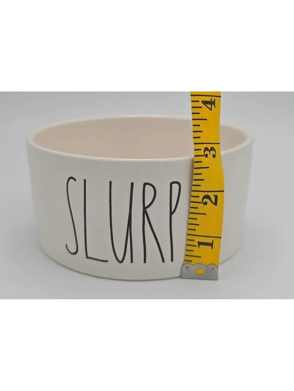 Rae Dunn SLURP Ceramic Dog Bowl White Black Farmhouse 24 oz Magenta